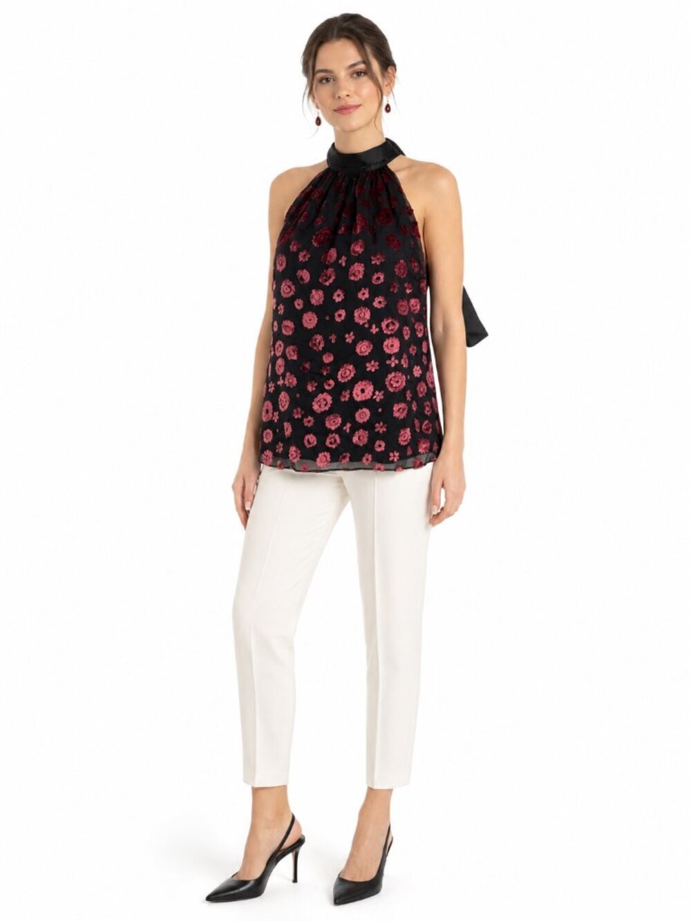 Ramy Brook Pam Top Size M Mahogany Black Floral